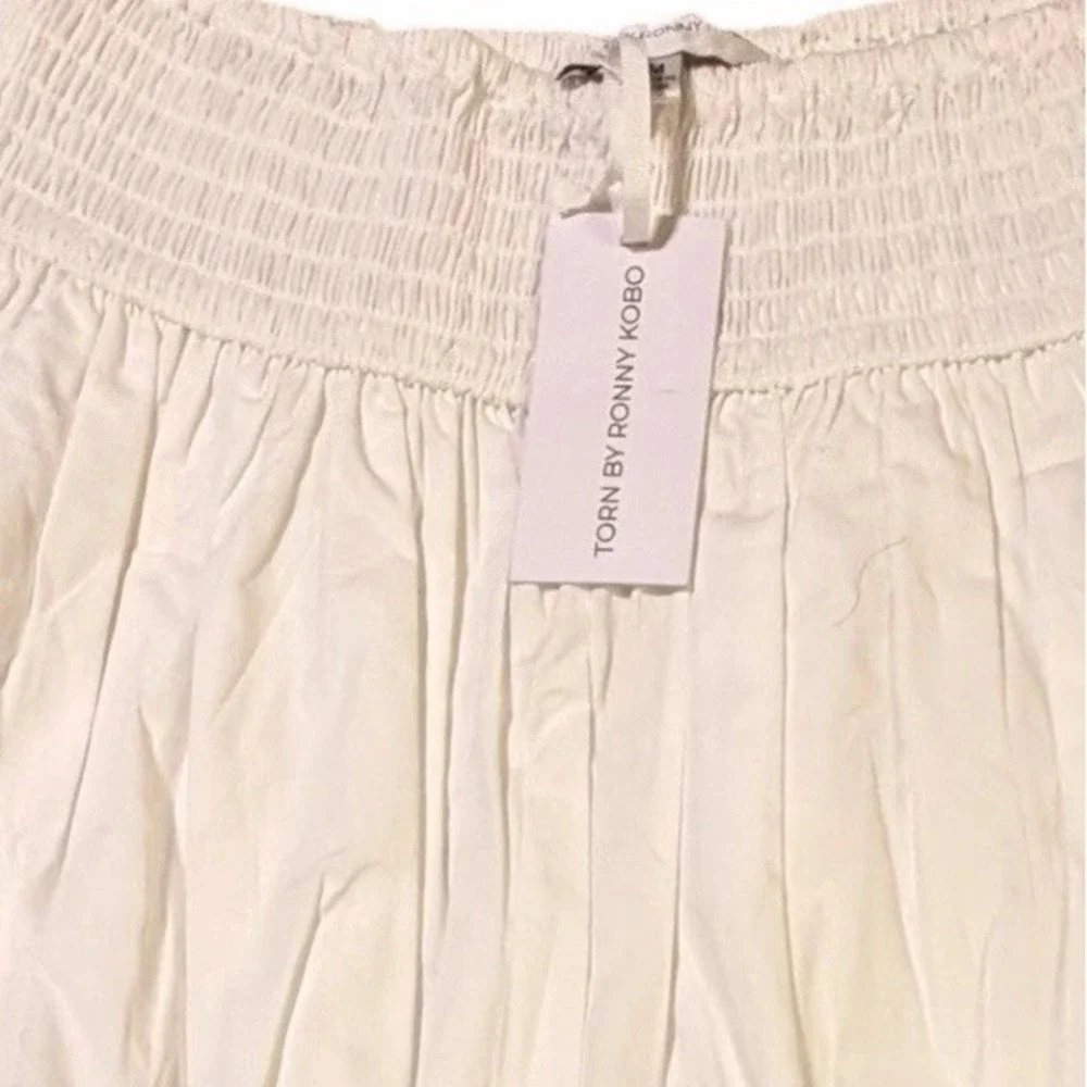 Torn by Ronny Kobo Florence Bubble Mini Skirt White Cotton NWT‎ Medium